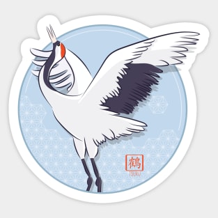 Japanese Red Crane Sticker